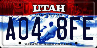 UT license plate A048FE