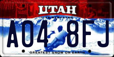 UT license plate A048FJ
