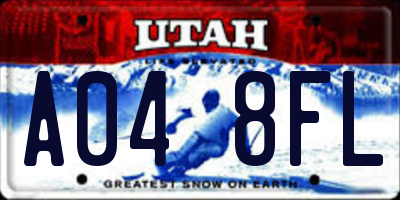 UT license plate A048FL