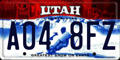 UT license plate A048FZ