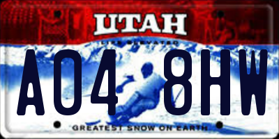 UT license plate A048HW