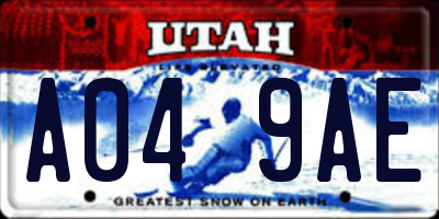 UT license plate A049AE