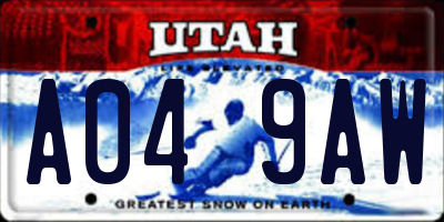 UT license plate A049AW