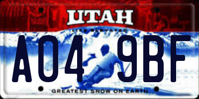 UT license plate A049BF