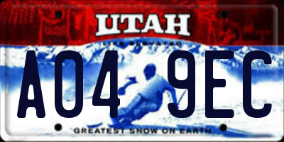 UT license plate A049EC