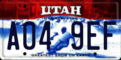 UT license plate A049EF