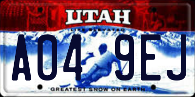 UT license plate A049EJ