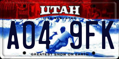 UT license plate A049FK