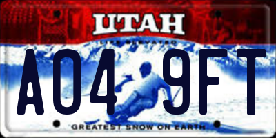 UT license plate A049FT