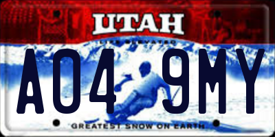 UT license plate A049MY