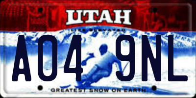 UT license plate A049NL