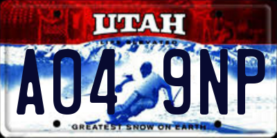 UT license plate A049NP