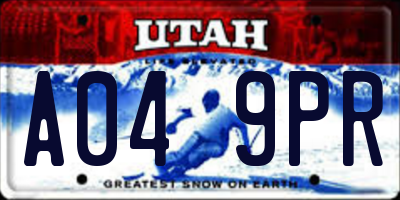 UT license plate A049PR
