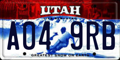 UT license plate A049RB