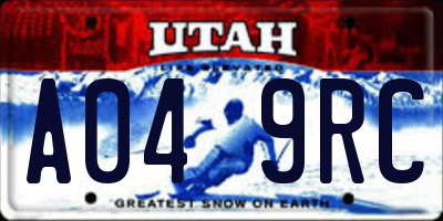 UT license plate A049RC