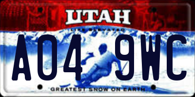 UT license plate A049WC