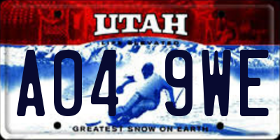 UT license plate A049WE