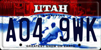 UT license plate A049WK
