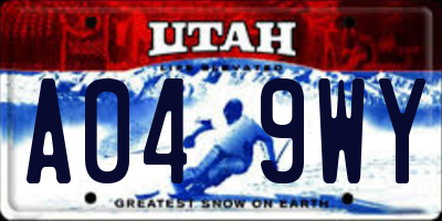 UT license plate A049WY