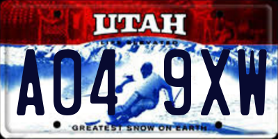 UT license plate A049XW