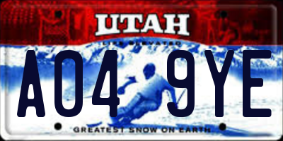 UT license plate A049YE
