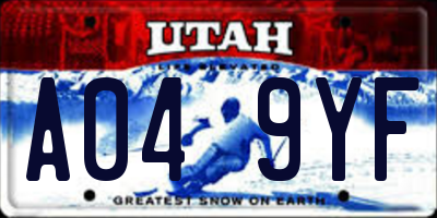 UT license plate A049YF