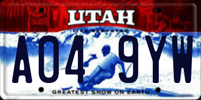 UT license plate A049YW