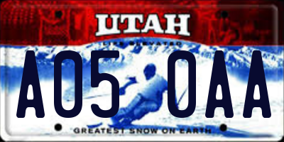 UT license plate A050AA
