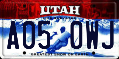 UT license plate A050WJ