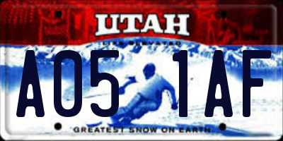 UT license plate A051AF