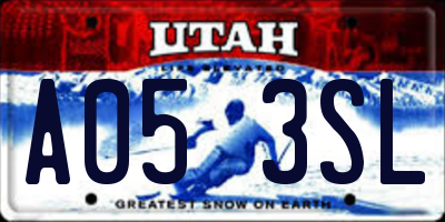 UT license plate A053SL