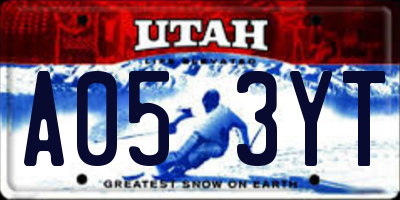 UT license plate A053YT