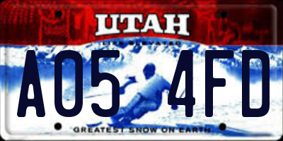 UT license plate A054FD