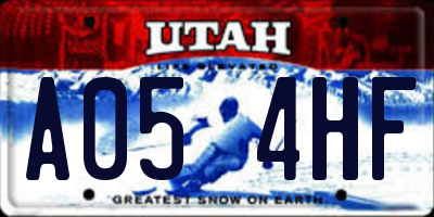 UT license plate A054HF