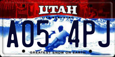 UT license plate A054PJ