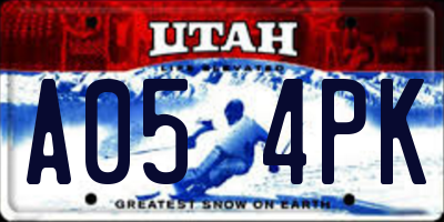 UT license plate A054PK
