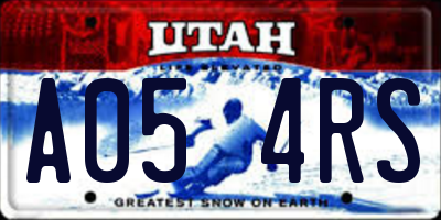 UT license plate A054RS