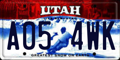 UT license plate A054WK