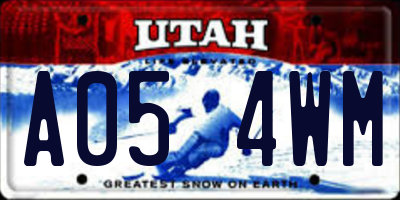 UT license plate A054WM
