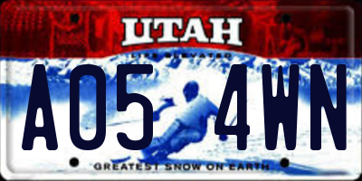 UT license plate A054WN