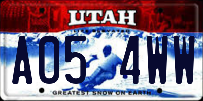UT license plate A054WW