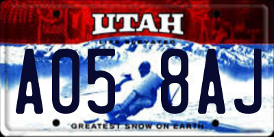 UT license plate A058AJ