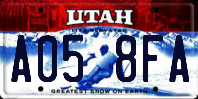 UT license plate A058FA