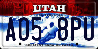 UT license plate A058PU