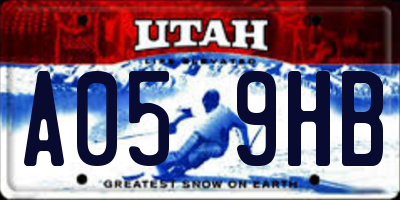 UT license plate A059HB