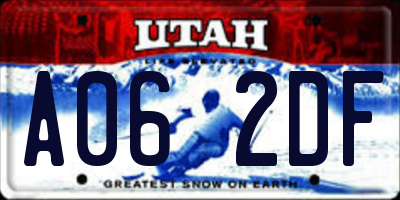 UT license plate A062DF