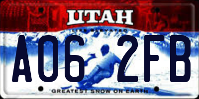 UT license plate A062FB
