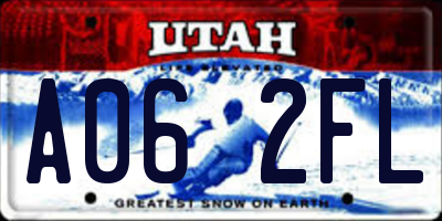 UT license plate A062FL