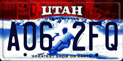 UT license plate A062FQ
