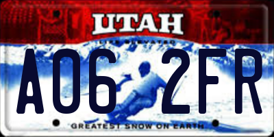 UT license plate A062FR